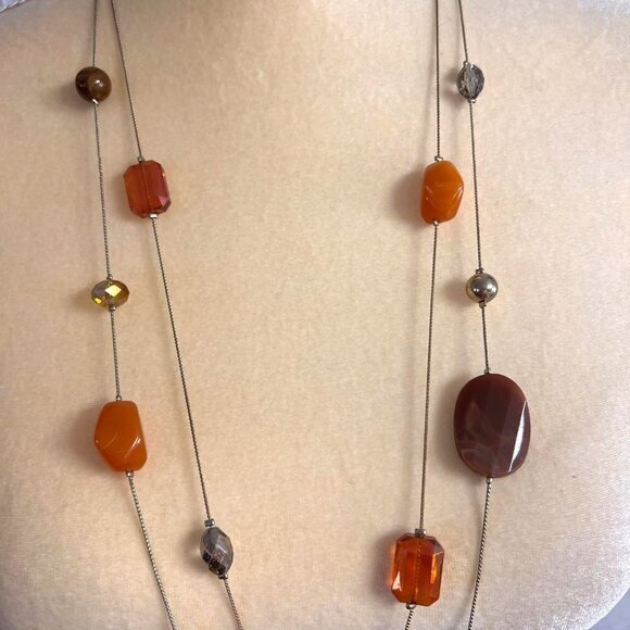 Layered Long Necklace Handmade 32 in ext. 2.5 in‎ - Picture 5 of 10